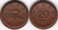 Notmünzen Freistaat Sachsen 20 Pfennig 1921 Freistaat Sachsen, 20 Pfenni... 4,00 EUR prix TTC + 9,90 EUR frais d'envoi