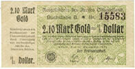 Deutsches Reich - Wertbest&auml;ndiges Notgeld 2,10 Goldmark = 1/2 Dollar 192... 99,00 EUR  + 9,90 EUR frais d'envoi