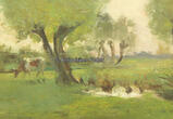 Paris / Hougthon bei Arundel / Amberley O.J. Weiss José. / Landschaft / Weidende Kuh neben Bäumen 2-3