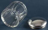 London / England 1922 Deckeldose, geschliffenes Glas / Hersteller des Deckels W.H.S / Sterling Silber 2-3