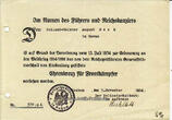 Deutsches Reich 1916 u.1934 Vorl. Besitzzeugnis EK 2.Klasse,Autograph v.Hornhardt u.Urkunde Frontkämpfer 2-3