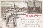 M.Gladbach/Mönchengladbach Litho/Ansichtskarte/Gruss aus M.Gladbach/Kaiser Wilhelm I Denkmal./Bismarck ... -