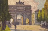 München Ansichtskarte/Postkarte/Künstlerkarte/signiert E.E. Schlatter/Das Siegestor -