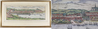 Flensburg Kolorierter Kupferstich aus Braun-Hogenberg/"Flensburgum"/gerahmt -