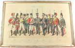 Preussen Uniformen/Handkolorierte Lithographie/Königl. Preuss. Husaren./gerahmt -