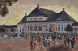 München Künstlerkarte Nr.27./Amtliche Ausstellungspostkarte/Das Haupt-Restaurant. -