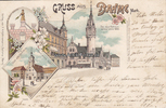 Dahme Ansichtskarte / Postkarte / Litho / Gruss aus Dahme Mark. / Das neue Rathaus ... -