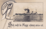 Deutsches Reich Ansichtskarte / Postkarte / Stolz weht die Flagge schwarz-weiss-rot. / S.M. ... -