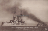 Deutsches Reich Ansichtskarte / Postkarte / Das 2. Geschwader in Kiellinie in der Ostsee. ... -