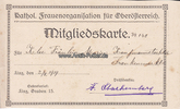 Oberösterreich/Linz Mitgliedskarte. / Kathol. Frauenorganisation für Oberösterreich. -