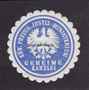 Preussen Siegelmarke / Verschlussmarke / Kön. Preuss. Justiz-Ministerium Geheime Kanzlei -