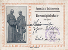 Balve Ehrenmitgliedskarte für Herrn Johann Schäfer / Katholischer Gesellenverein -