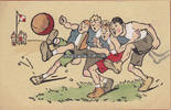 Deutsches Reich Ansichtskarte / Postkarte / handkoloriert / Fußball spielende Kinder -