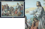 Deutsches Reich Schulwandkarte / Schul Lehrtafel / Rollbild Karte / Religion / Jesus predigt ... -
