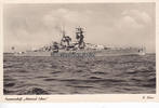 Drittes Reich O.J. Ansichtskarte / Postkarte / Panzerschiff Admiral Scheer / Werbestempel HJ 2