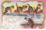 Deutsches Reich Ansichtskarte / Postkarte / Fröhliche Pfingsten! / Katzen und Käfer -
