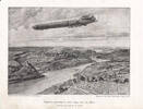 Rhein Kunstblatt / Zeppelins Luftschiff im vollen Fluge über den Rhein -