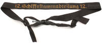 Deutsches Reich Kriegsmarine / Mützenband / 12. Schiffsstammabteilung 12. -