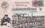 Hamburg Ansichtskarte / Postkarte / Briefmarkensprache / Postanweisung / Jungfernstieg -
