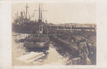 Deutsches Reich / Hangu / Den Haag? / Hague? Ansichtskarte / Postkarte / Fotokarte / Hafenquai von Hangu / April 1918 -