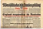 Drittes Reich / Westfalen Westfälische Landeszeitung Rote Erde / Amtliches Blatt der NSDAP -