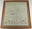 Deutscher Bund Biedermeier ABC-Tuch / Stickmustertuch von Ida Kunze / gerahmt -