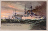 Deutsches Reich Ansichtskarte/Unsere Kriegsflotte auf hoher See. <i>Am Morgen</i> -