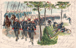 Deutsches Reich Lithografie/Freuden u. Leiden auf dem Marsch. -