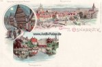 Osnabrück Litho/Gruss aus Osnabrück/Renaissancehaus. Bierstr./Panorama/Haasepartie -