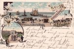 Norderney Litho/Gruss aus Norderney/Einfahrt/Trocknen der Badewäsche. -