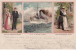 Deutsches Reich Litho/S.M.S. Aviso Hela./Als er Abschied nahm./Als er wieder kam. -