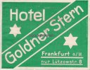 Frankfurt a./M. Reklamemarke/Vignette/Hotel Goldner Stern/Frankfurt a./M. nur Lützowstr. 8 -