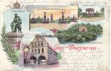 Dortmund Litho/Gruss aus Dortmund/Kaiser-Denkmal./Altes Rathhaus./Kaiser-Wilhelm-Hain,... -