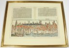 Magdeburg Original Holzschnitt aus der Schedel'schen Weltchronik, beidseitig gerahmt -