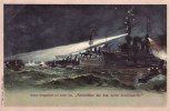 Deutsches Reich Künstlerkarte/Unsere Kriegsflotte auf hoher See./"Ableuchten der See durch ... -