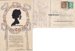 Berlin - Schöneberg / Friedenau Eigenhändige, gestaltete Postkarte des Kunstmalers Otto Lagemann -