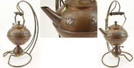 Deutsches Reich WMF Jugendstil Teekessel / Rechaud / 3teiliges Kupfer-Messing Set -