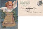 Deutsches Reich Ansichtskarte / Postkarte / Prägrkarte / Fröhliche Weihnachten / Engel / Glocke -