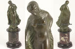Rom/Italien Bronzefigur / G. Nisini / Frau im wehendem Gewand auf Marmorsockel -