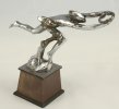 Tschechoslowakei Automobil-Kühler-Figur,Praga auf Sockel montiert mit Fotokarte -