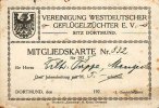 Dortmund(46oo) Mitgliedskarte/Vereinigung Westdeutscher Geflügelzüchter -