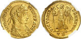 ROMAN EMPIRE AV gold solidus circa 343-344 A.D. Constantius II as Augustus, Treveri (Trier) mint - NGC graded - NGC Ch AU 5 / 5 and 3 / 5, marks