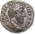 ROMAN EMPIRE AR silver denarius circa 162-163 A.D. Marcus Aurelius, Rome mint - rare obverse cuirassed bust & legend variety - VF+ light steelgrey toning