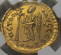 BYZANTINE EMPIRE AV gold solidus circa 492-507 A.D. Anastasius, Constantinople 8th officina - NGC graded - NGC AU 5 / 5 2 / 5 graffito edge bend