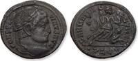 ROMAN EMPIRE AE (silvered) follis / nummus circa 323-324 A.D. Constantine I, Lugdunum (Lyon) - mintmark •PLG(crescent) and C in field - VF / VF+