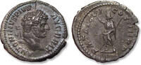 ROMAN EMPIRE Caracalla, Rome mint - P M TR P XVI COS IIII P P, Serapis - AR silver denarius circa 213 A.D. VF+/EF- blue coloured irridescence on obve