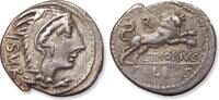 ROMAN REPUBLIC AR silver denarius L. Thorius Balbus, Rome - control letter R on reverse - -