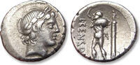 ROMAN REPUBLIC AR silver denarius L. Marcius Censorinus, Rome mint - struck on small heavy 4,11 gram flan - -