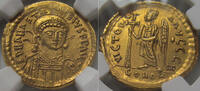 BYZANTINE EMPIRE AV gold solidus Anastasius, Constantinople 8th officina - NGC graded - -