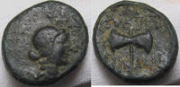ANCIENT GREECE AE 17mm civic issue Lydia, Thyateira - double-bladed axe - under Menandros (?) -